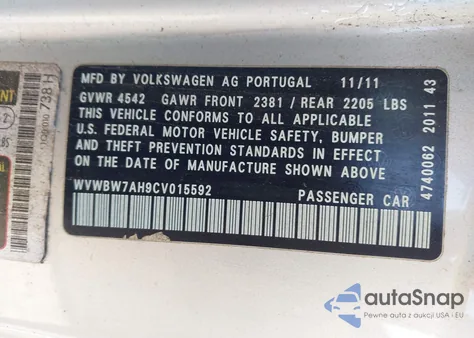 2012 Volkswagen Eos Komfort from USA, damaged, VIN WVWBW7AH9CV015592